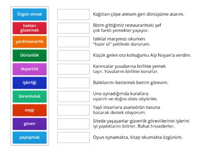 Etik Kavramları eşleştirelim.