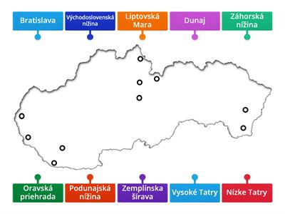 1.Slovensko na mape - slepá mapa - pohoria, priehrady, nížiny, hlavné mesto