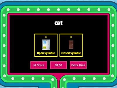 Open and Closed Syllables Game Show