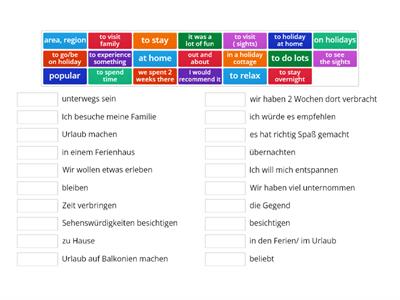 Vocab Urlaub und Reisen