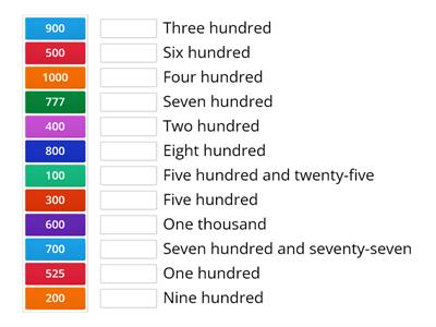 Numbers from 100 to 1000