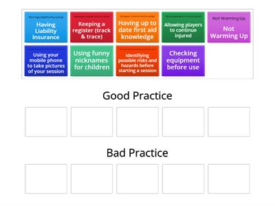 Good vs Bad Practice for a Coach 