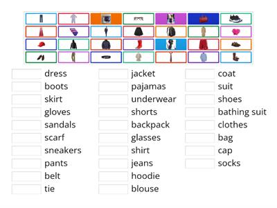 VOCABULARY - PEOPLE: Clothes & accessories
