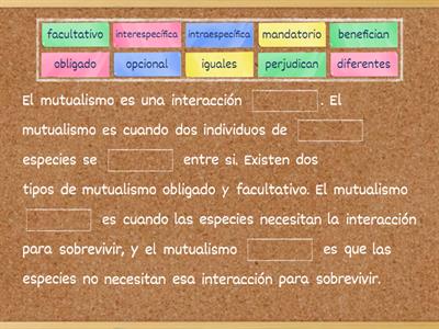 Encuentra la palabra correcta de mutualismo.