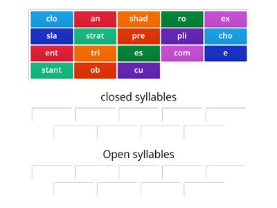 open and closed syllable sorting 