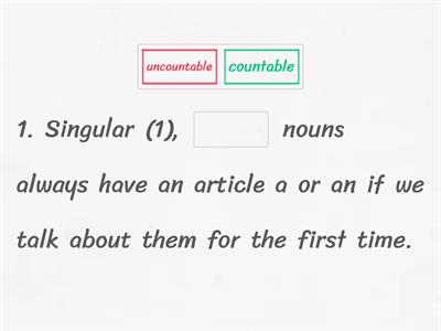 Rules. Countable and uncountable nouns.