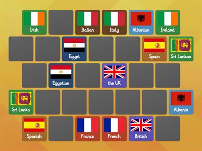 Countries and nationalities - Memory game 2