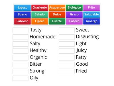 Adjectives to describe food (Spanish)