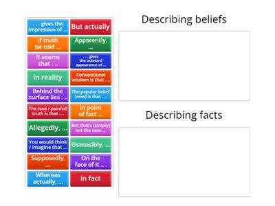 KNP 3.4 ex5 Talking about beliefs and facts. Sort.