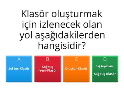 DOSYA VE KLASÖR  KONU TESTİ