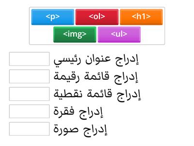 نشاط HTML الصف الأول الإعدادي