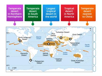 Temperate and Tropical deserts location