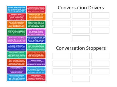 Conversation Drivers & Stoppers - Sorting Cards
