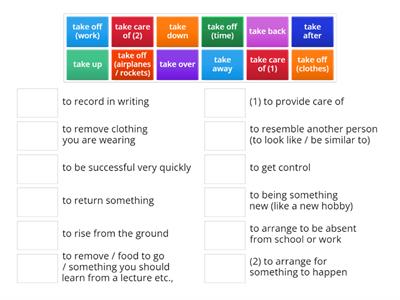 Phrasal verbs with take