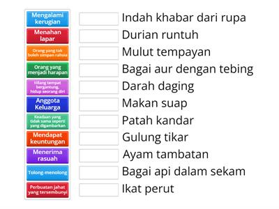 Cari maksud peribahasa dan simpulan bahasa berikut.