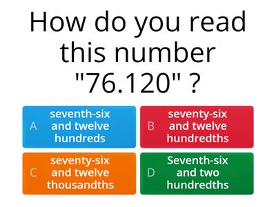 READING AND WRITING DECIMALS