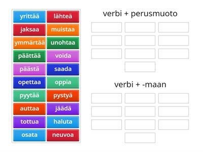 Verbi + perusmuoto / -maan