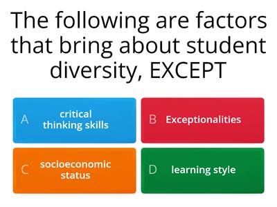 STUDENT DIVERSITY ( INDIVIDUAL DIFFERENCES)