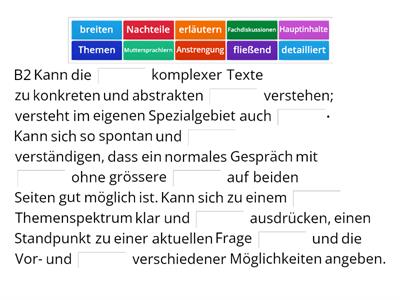 B2, C1 und C2 Lückentext  Globalskala GER