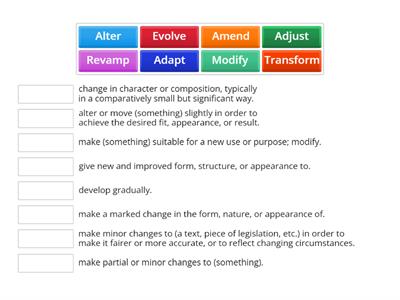 Words related to change - Definition