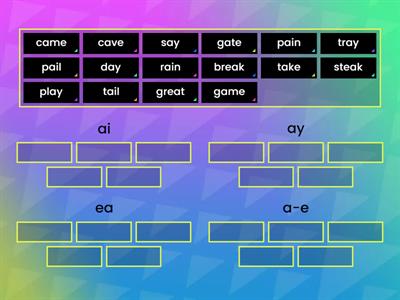 Word Sort - First Spellings of /ae/  