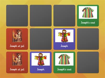 Matching game- joseph and his colorful coat