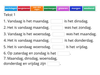 De dagen van de week A1