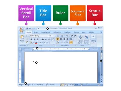 Identify the components of MS Word 2010 Window