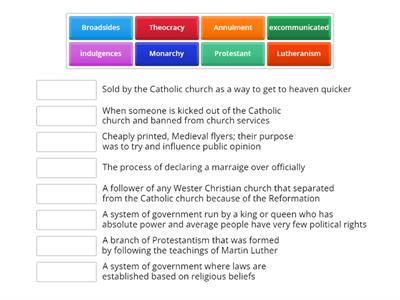 Protestant Reformation Vocab Practice 