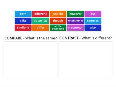 Compare and Contrast Signal Words