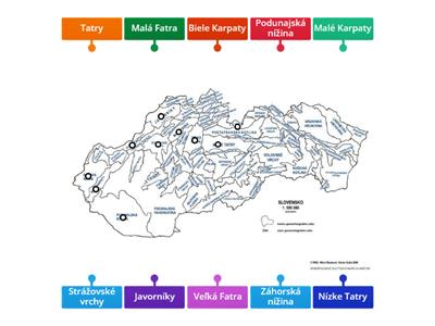 29. VLA4 - Od Tatier k Dunaju - slepá mapa - pohoria, nížiny