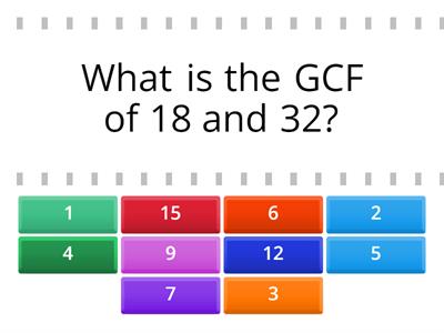 Greatest Common Factors (GCF)