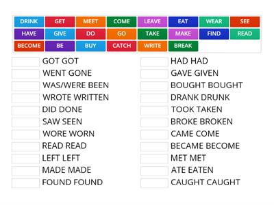 SIMPLE PAST irregular verbs