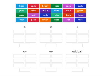 SORT: SHORT VOWELS with FINAL DIGRAPHS (part a) [wtw 6.45 alphabetic spellers]