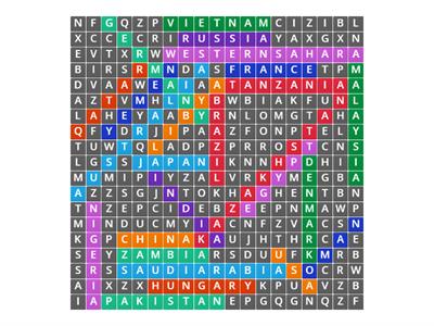Countries WordSearch A-Z