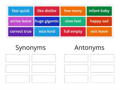 Antonyms and Synonyms