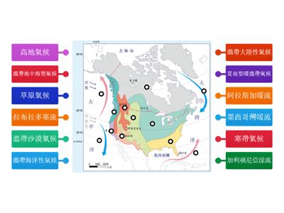 【翰林國中地理3上】圖1-3-8 北美洲氣候類型分布圖