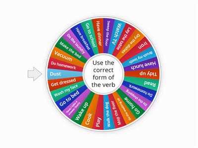 Daily Activities Wheel: Verb practice