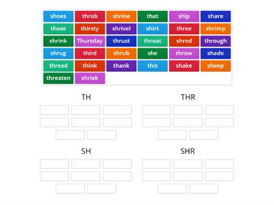 Inital thr, shr word sort with sh and th
