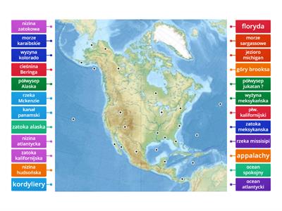 mapa fizyczna ameryki północnej
