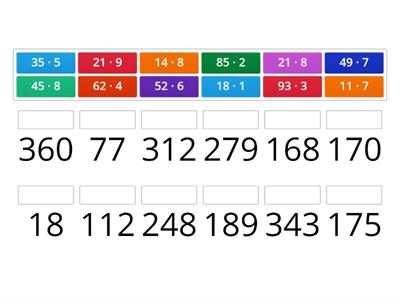 Pisano množenje dvoznamenkastim brojem - spoji zadatak s točnim riješenjem
