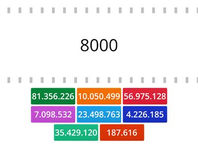 Valor posicional - Marca la cantidad que contiene el número que aparece en el centro