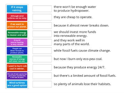 Using conjunctions – matching (Green energy)