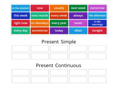 Present Simple and Continuous - time expressions