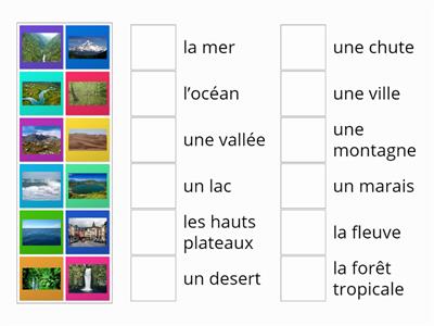 Matching game - water features in FRENCH