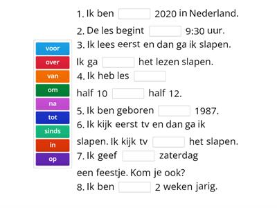 Voorzetsels - tijd