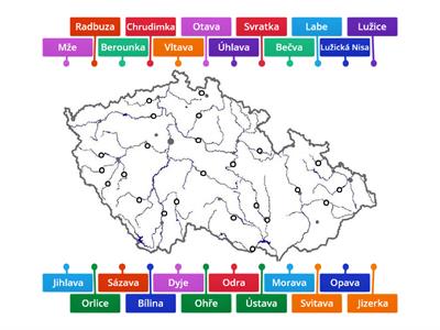 řeky slepá mapa ČR
