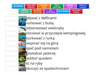 Adventure activities - słownictwo z działu 8 klasa VI