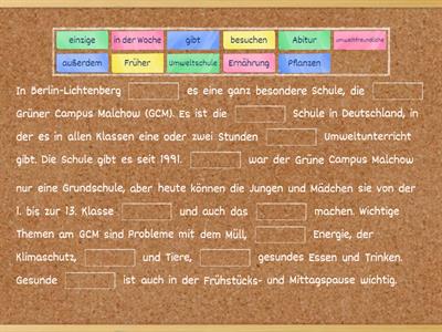 Lesen - Eine Schule im Grünen (A2)