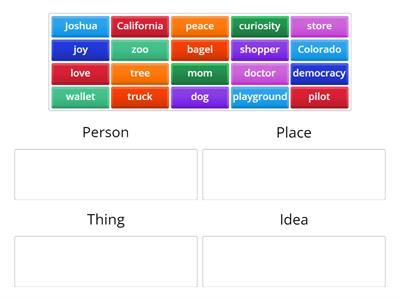 Noun Sorting (person, place, thing, idea)